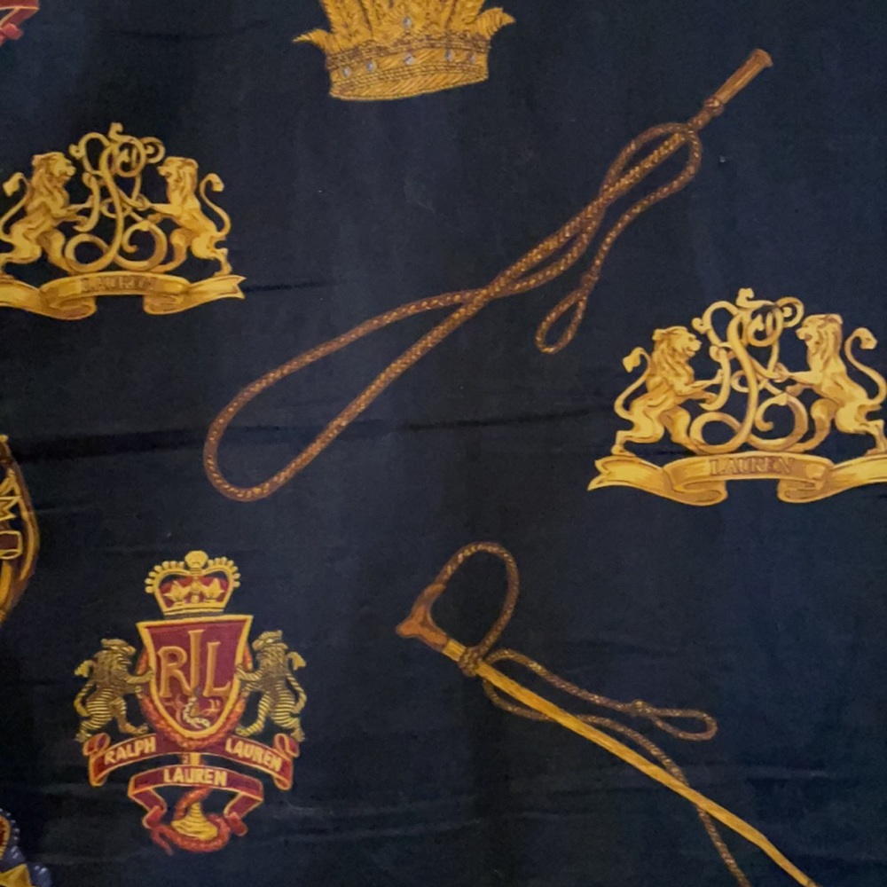Lauren Ralph Lauren Black Button-Down Shirt with Gold Crest Print - Picture 4 of 5